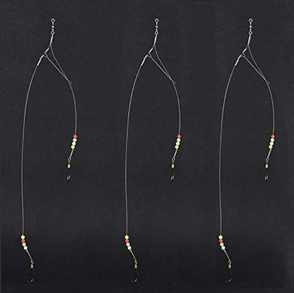 Dyxssm Fishing Hooks with Leader Rigging, Fishing Hook Line Stainless Steel Fishing Rigs Wire and Rig Hooks - size: 10#, style: Style-a: 2 Hooks Rig