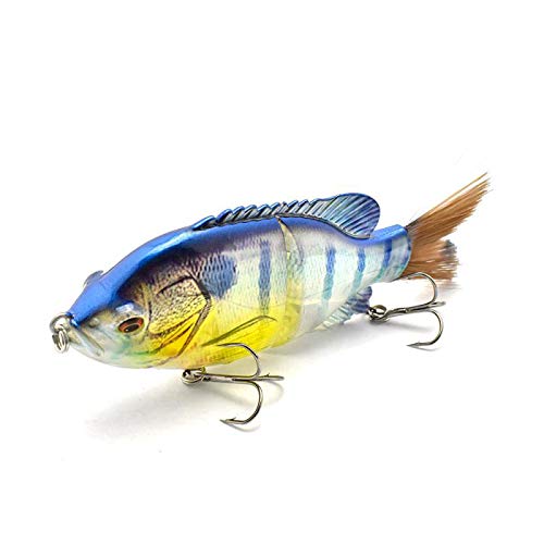 5.9in Multi Jointed Swimbait Fishing Lures Bait,2 Segment Big Giant Sinking Fishing Bass Lures,Crankbaits Swimbaits with Treble Hook - color: 5.9in,1.94oz-Color F