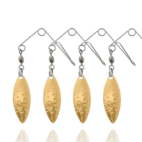 50PCS Fishing Spinner Blades Rigs Fishing Spinnerbait Smooth Spoons Kit | Replacement Accessories for Colorado Blade Making Spinner Shaft Bass Fishing Lures - color: 50Pcs Willow Leaf Gold