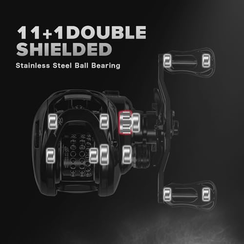 BMC100 BFS Reel 5.29oz Ultralight Baitcaster Reels with Drag Clicker 8.1:1 High Speed 11LB Drag Power 11+1BB Baitcasting Reel Super Smooth Bait Finesse System Carbon Fishing Reel Low Profile