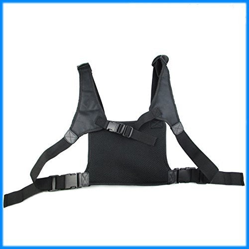 Universal radio harness chest Rig Bag Pocket Pack Holster Vest for Two Way Radio (Rescue Essentials) (Leather Black) - color: Leather Black