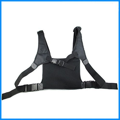 Universal radio harness chest Rig Bag Pocket Pack Holster Vest for Two Way Radio (Rescue Essentials) (Leather Black) - color: Leather Black