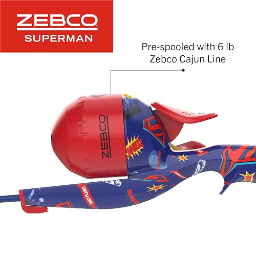 Zebco Youth Floating Spincast Reel and Fishing Rod Combo, Pre-Spooled with 6-Pound Cajun Line - color: Blue/Red/Yellow
