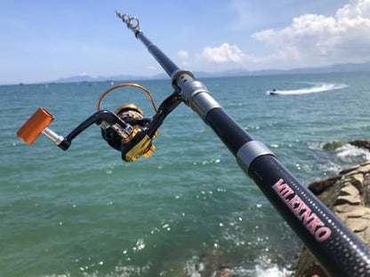 Telescopic Fishing Rod and Reel Combination, 240 Cm Carbon Fiber Rod, Adult Foldable Fishing Rod Suitable for Freshwater and Salt Water - color: Black And Silver