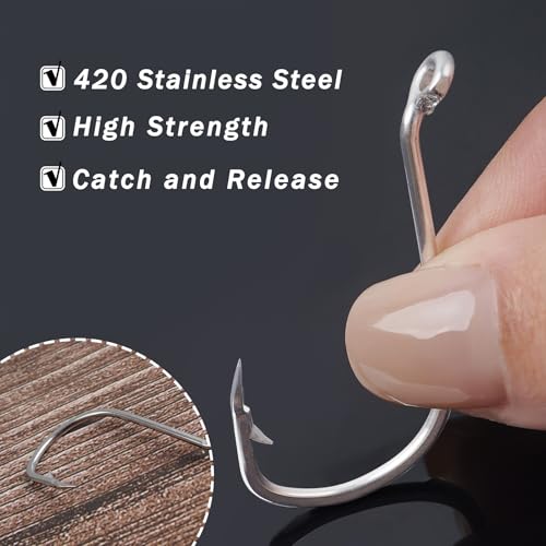 Octopus Beak Fishing Hooks, 100PCS Saltwater Offset Circle Hooks Stainless Steel Round Bend Fishing Jig Hooks for Freshwater Saltwater