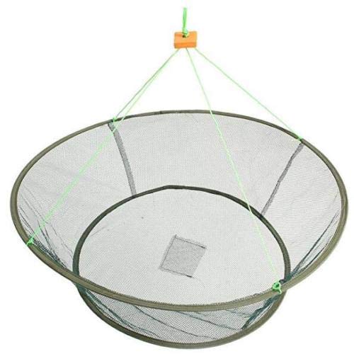 EatingBiting Portable Prawn Bait Crab Shrimp Net Drop Landing Fishing Pier Harbour Pond 31.5" Folding Fishes Net Perfect for Keeping Fishes Minnows Crab Lobsters (can not Hold a Large Fish)