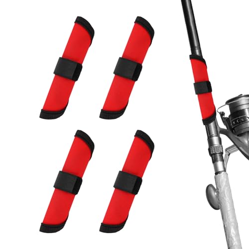 4pcs Fishing Lure Wraps, Lure Wrap Covers Nylon Lure Wrap 5.9 Inch Lure Hook Covers Fishing Rod Glove for Fishermen Safe Fishing - color: red