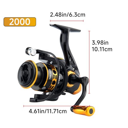HAUT TON Dolphin Advance Edition Spinning Reel,5.2:1Gear Ratio,22LBS,5+1BB,Backlash Free Bearing,Sealed Drag System,Saltwater,Freshwater Fishing Reels - color: TGG, size: 2000