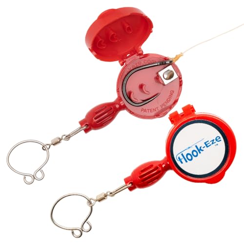HOOK-EZE Fly Fishing Accessories - Fishing Knot Tying Tool for Tying Fishing Line to Hooks - Fishing Gear and Equipment, Gadget to Tie Knots Quick and Easy - Fishing Gifts for Men - color: Red