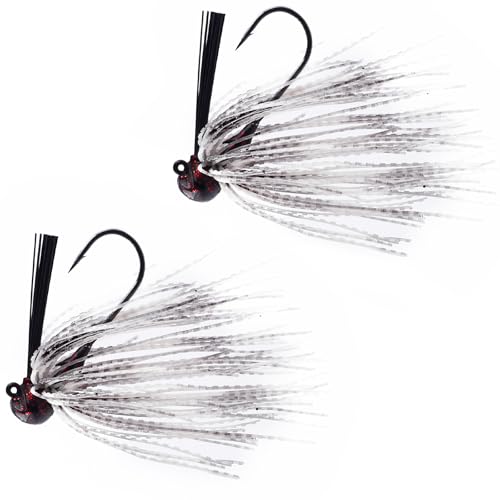 Dr.Fish 2 Pack Weedless Bass Fishing Jigs 1/8oz-1oz Football Jigs Bass Hook Lures Freshwater Ball Head Pitching Flipping Fitness Punching - color: White, size: 1/4oz