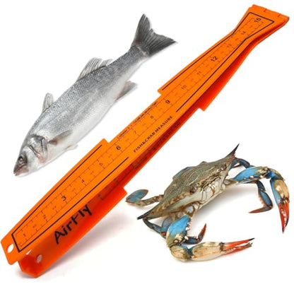 AirFly Fish Measuring Board 32 Inch Foldable Bump Board - Built-in Crab Lobster Gauge - Slot-Limit Ruler for Redfish Snook Trout Flounder - Kayak Boat Shore - High-Contrast ABS - Designed in USA
