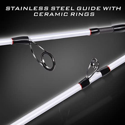 Sougayilang Spinning Combo, Medium Heavy Fishing Pole and 2000 Spinning Reel Set, Fishing Rod and Reel Commbo for Bass Fishing Tackle - color: B: Pearl White, size: 6.9ft & Spinning Reel