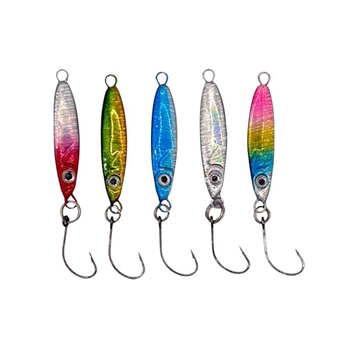 HALYXS/5Pack -Jigging Spoon, Ice Fishing jigs, Spoon Fishing, Jigging Lure, Great Lure for Crappies, Panfish, Walleye, Fresh Water Fishing, Metal (3g/5g) - size: medium / 5g