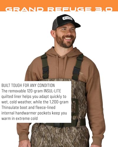 FROGG TOGGS Men's Grand Refuge 3.0 Waterproof Bootfoot Wader for Hunting with Removable Insulation Liner - color: Mossy Oak Bottomland, size: 8