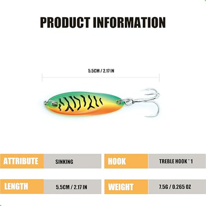 EXAURAFELIS 5pcs Fishing Lures Casting Spoon Lure Fishing Spoons for Trout, Bass, Crappie, Pike, Walleye - Saltwater & Freshwater with Tackle Box - 1/4oz, 3/4oz - color: Color A 1/4 oz