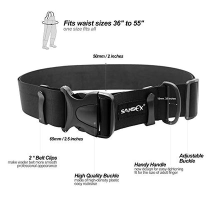 SAMSFX 2" Adjustable Fishing Wader Belt Duty Wading Belts Fits to 55" Waist Straps