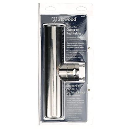 Attwood 66970-7 Stainless Steel Clamp-On Rod Holder, for Rail 7/8-Inch to 1-Inch Dia., 9 Inches Long, 1 3/4-Inch Inside Diameter