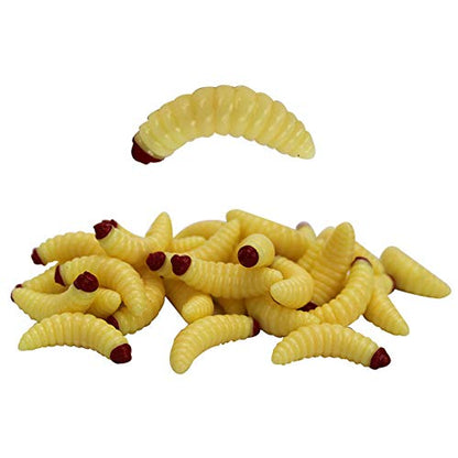 50PCs 2.4cm Maggot Soft Baits, Fresh Water Fishing Bait, Soft Fishing Lures, Bass Fishing Worms, for Lake Fishing Freshwater Saltwater Lake Ice Sea Fishing, Mackerel, Mullet - color: D