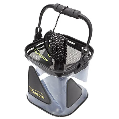 Minnow Bucket 7L/10L/12L Fishing Live Bait Transparent Container Tank Live Well for Fish Basket with Net Lids