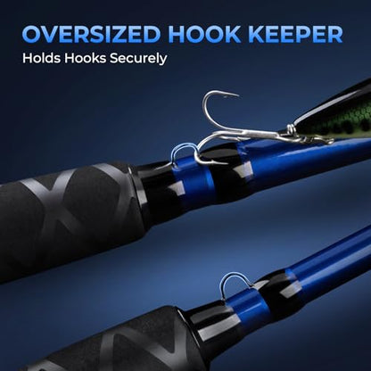 KastKing Kapstan Saltwater Spinning Rod, Boat & Surf Fishing Rod, Lightweight S-Curve Graphite Blanks, Stainless-Steel Double-Foot Guides, Aluminum/Graphite Locking Reel Seat, 2-Piece PTS Rod - style: Spin-8'0"-mh-f