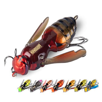 Kingdom Wasp Crawl Bait Insect Bionic Floating Fishing Lures Swimbaits Hard Artificial Baits Lure Freshwater and Saltwater Bass Carp Pike Walleye Fishing ABS Material Carbon Steel Three Book Hook - color: 12, size: 4.2g