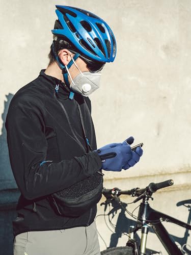 Bencailor Windproof Waterproof Fingerless Gloves Winter Touchscreen Gloves Men Cold Weather Cycling Supplies - color: Black,Blue, size: Medium