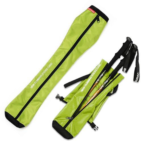 Chris.W Portable Trekking Pole Carrying Bag Storage Bag Pouch with Zipper for Walking Stick Hiking Poles Travel Case - color: Green