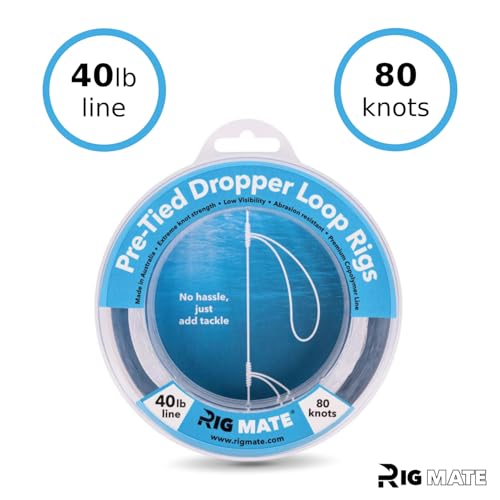Rig Mate 40 lb & 60 lb Bundle - Pre-Tied Dropper Loop Rigs - 40 lb & 60 lb Bundle Pack. Tested Fishing Line Spool - 80 Loops 18 Inches Apart with 5.5 Inch