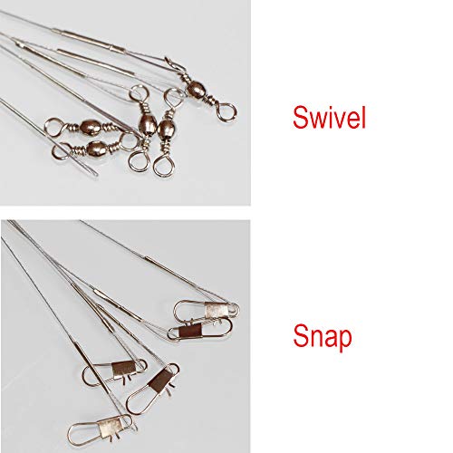 60pcs Fishing Wire Leaders Nylon-Coated Fishing Line Wire Leaders with Swivels and Snaps 6inch, 9inch, 12inch - color: Gray-60pcs