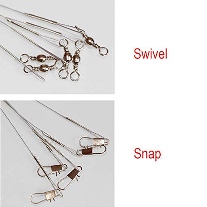 60pcs Fishing Wire Leaders Nylon-Coated Fishing Line Wire Leaders with Swivels and Snaps 6inch, 9inch, 12inch - color: Gray-60pcs