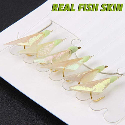 Fishing Bait Rigs Saltwater, 10Packs Surf Fishing Rigs with Fish Skin Feather Fishing Hooks Swivels Glow Beads Rigs Sea Bass Rigs Fishing Bait Lures - color: BVB, size: 4#