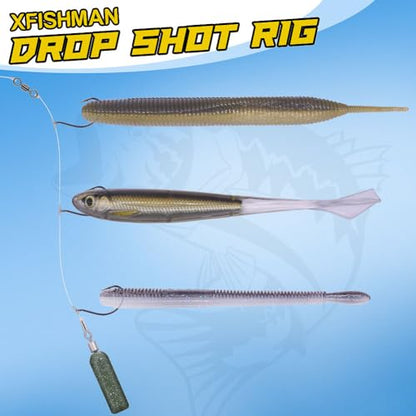 XFISHMAN Drop-Shot-Hooks-for-Bass-Fishing-Split-Shot-Dropshot-Hook-50 Pack - color: Black, size: #4