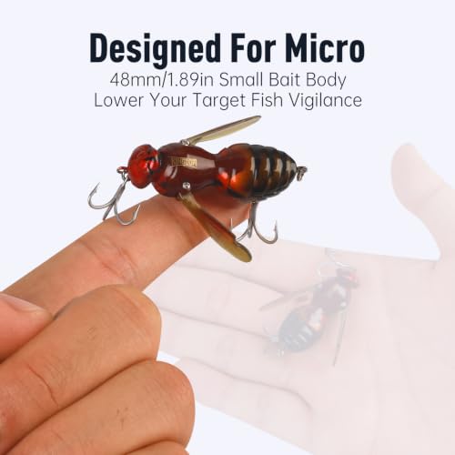 Kingdom Wasp Crawl Bait Insect Bionic Floating Fishing Lures Swimbaits Hard Artificial Baits Lure Freshwater and Saltwater Bass Carp Pike Walleye Fishing ABS Material Carbon Steel Three Book Hook - color: 12, size: 6.6g