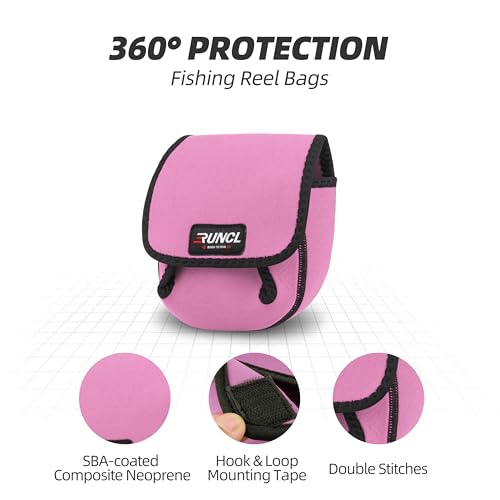 RUNCL Spinning Reel Bag – Protective Storage Pouch for Baitcasting Reels & Spinning Reels, Lightweight & Durable, Ideal for Freshwater & Saltwater Fishing Trips (pink& Black) - color: S-pink& Black