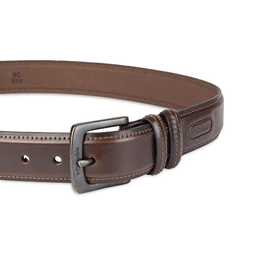 Columbia Men's Leather Casual Belt Tan & Brown Classic Style for Everyday Wear - color: Brown Double Loop, size: 52