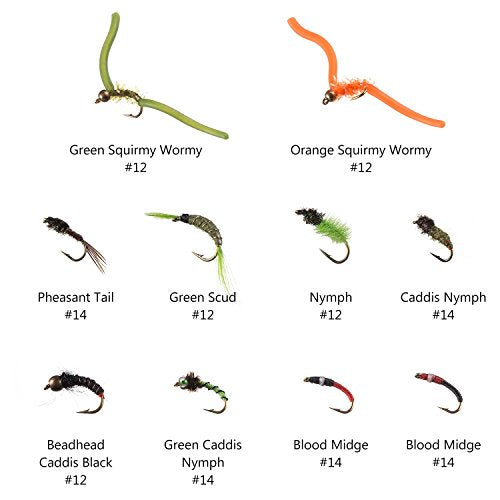 BASSDASH Fly Fishing Flies Kit Fly Assortment Trout Bass Fishing with Fly Box with Dry/Wet Flies, Nymphs, Streamers, Popper - style: 80 Pcs Assorted Flies Kit