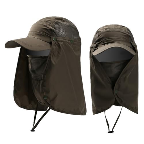 haozaikeji UPF50+ Outdoor Fishing Hat UV Protection Sun Hat Wide Brim Baseball Cap with Face Neck Flap for Women Men - color: Drak-green