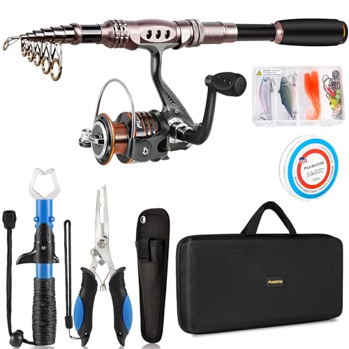 PLUSINNO Fishing Rod and Reel Combos Carbon Fiber Telescopic Fishing Pole with Reel Combo Sea Saltwater Freshwater Kit Fishing Rod Kit - color: Full Kit with Fishing Tools, size: 6.89 ft