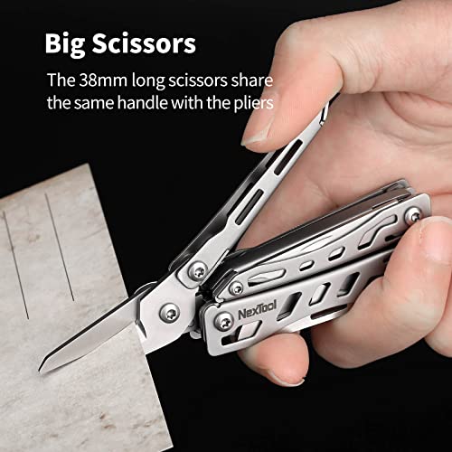 Nextool EDC Keychain Multitool, 10 in 1 Mini Pocket Knife Multi Tool with Needlenose Pliers, Scissors, Mini Useful Cool Gadgets for Men, Father's Day Gifts from Daughter-Sliver - color: Silver-s