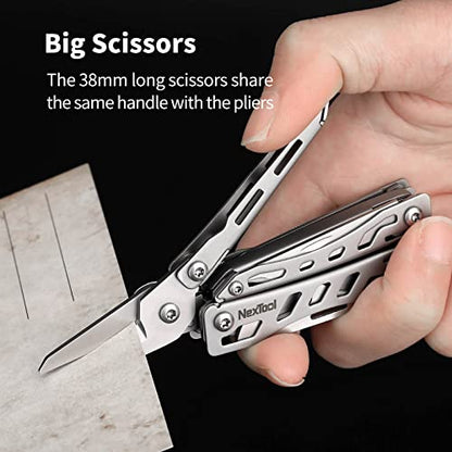 Nextool EDC Keychain Multitool, 10 in 1 Mini Pocket Knife Multi Tool with Needlenose Pliers, Scissors, Mini Useful Cool Gadgets for Men, Father's Day Gifts from Daughter-Sliver - color: Silver-s