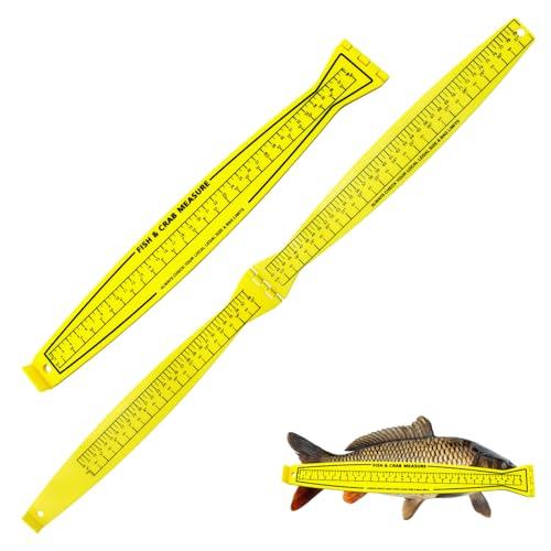 Fish Measuring Board, 32-Inch Foldable Fish Ruler with Lanyard Eyelet, Lightweight Bump Board for Boat and Kayak, Folds to 16 Inches, Dual-Sided Inch/CM Scale, Yellow