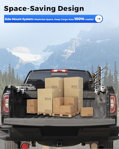 Aluminum Fishing Rod Holder for Truck Bed Holds 4 Fishing Rods, Truck Bed Fishing Rod Holder for Pickup, Gift for Truck Owners, Fishing, Outdoors, Dad, Family