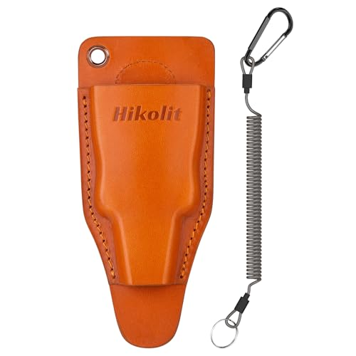 Fishing Pliers Sheath with Spring Steel Belt Clip and Coiled Lanyard, Cowhide Leather Holsters for Most Fishing Pliers
