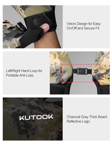 KUTOOK Winter Fishing Gloves for Men& Women Waterproof Glove Cold Weather Hunting Photography Shooting Hiking - color: Khaki, size: Medium