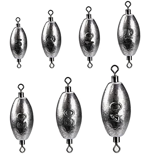 THKFISH Fishing Weights Inline Weights Trolling Sinkers Swivel Weights Quick Set Up Lead Fishing Sinker with Inner Swivel - size: 10pcs-30g(1 oz)