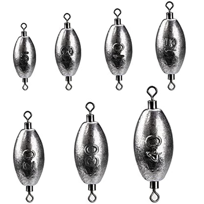 THKFISH Fishing Weights Inline Weights Trolling Sinkers Swivel Weights Quick Set Up Lead Fishing Sinker with Inner Swivel - size: 10pcs-40g(1.4 oz)