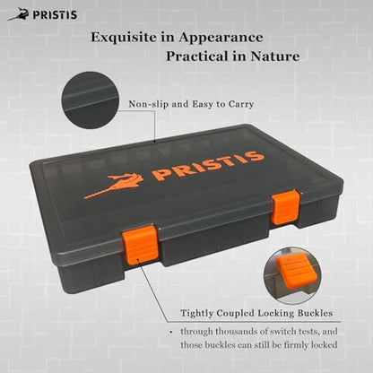 Pristis 2pcs Tackle Trays, 10.1"L 3600 High Strength Plastic Lure Storage, Container with Removable Dividers, Portable Tool Box for Hardware Fitting & Fishing Parts, Adjustable Compartment Organizer