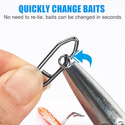 OROOTL Fishing Power Speed Clips Kit, 48/165pcs High Strength Stainless Steel Fishing Snap Lure Clip Quick Change Fishing Snaps Clips Set for Freshwater Saltwater Connector Tackle - style: Clip Kit - 48pcs