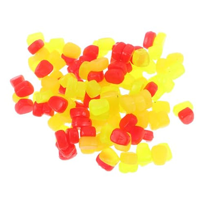 BESTonZON 150pcs Soft Silicone Floating Fake Corn Fishing Lures Baits, Simulation Carp Trout Bait Set with Yellow, Fluorescent Green, and Red for Freshwater Angling
