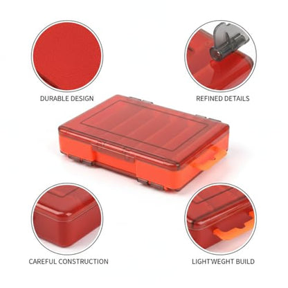 Double-Sided Fishing Lure Box, Slim PU Leather Tackle Organizer for Kayak & Travel, 13 x 3.3 x 1.6 Inches - color: Orange